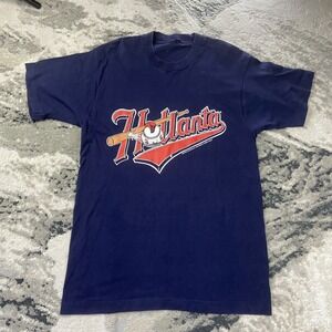 Vintage Hotlanta 91 Donna Maries Mischief T Shirt L Mens Blue Single Stitched